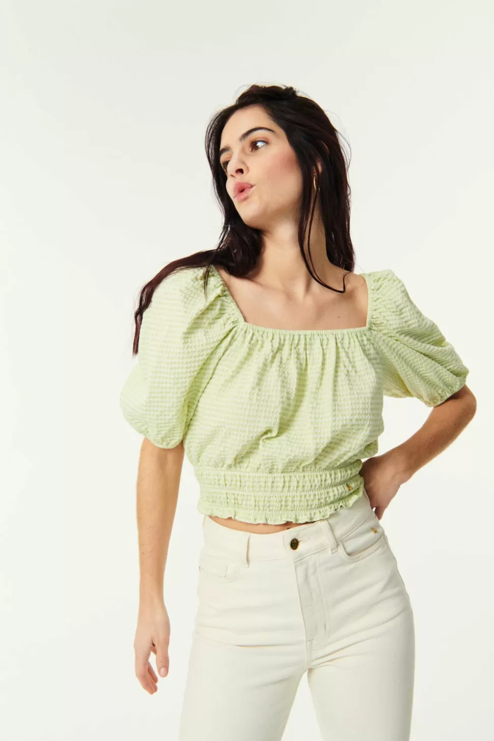 Fouzia Vichy Anis Top | Des Petits Hauts Best Sale