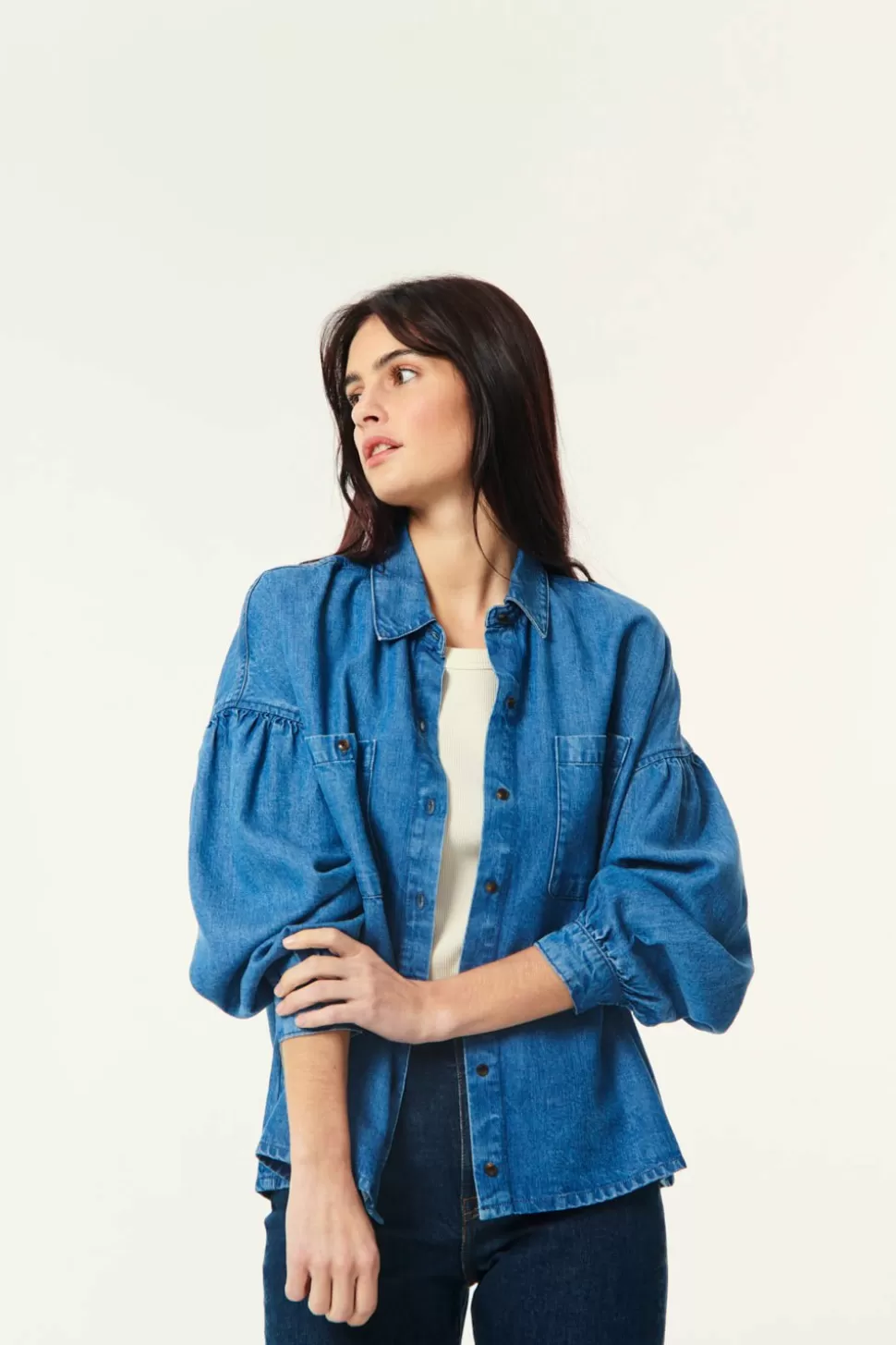 Lana Blue Shirt | Des Petits Hauts Fashion