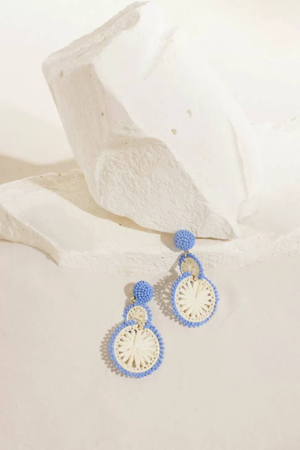 Pepitcho Ecru/Bleu Earrings | Des Petits Hauts Discount