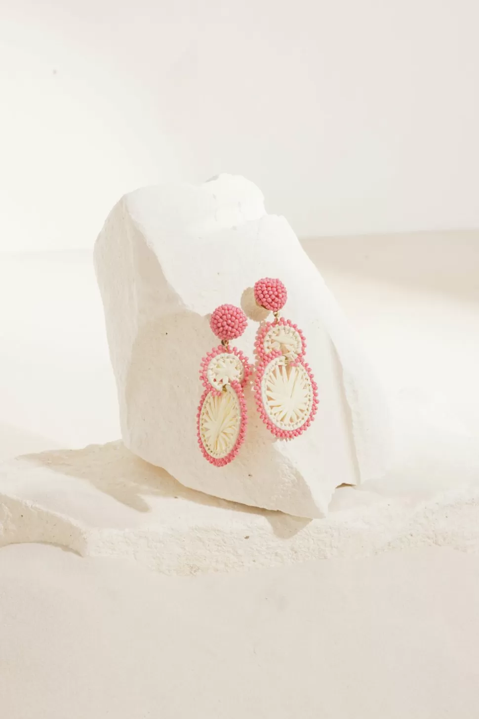 Pepitcho Ecru/Rose Earrings | Des Petits Hauts Sale