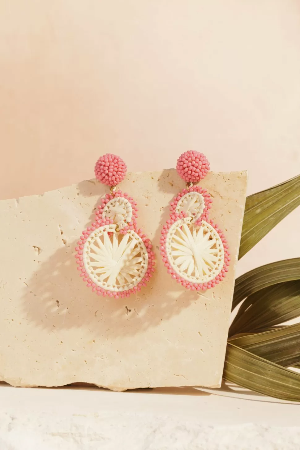 Pepitcho Ecru/Rose Earrings | Des Petits Hauts Sale